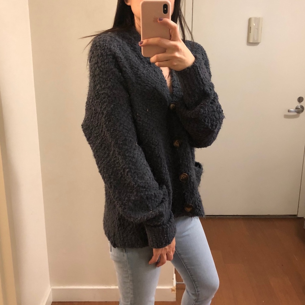 Mohair Button Down Hoodie - Picture 4 of 6